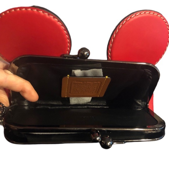 DISNEY X COACH Limited Edition Red Mickey Mouse Kisslock Wristlet leather purse - Picture 9 of 11